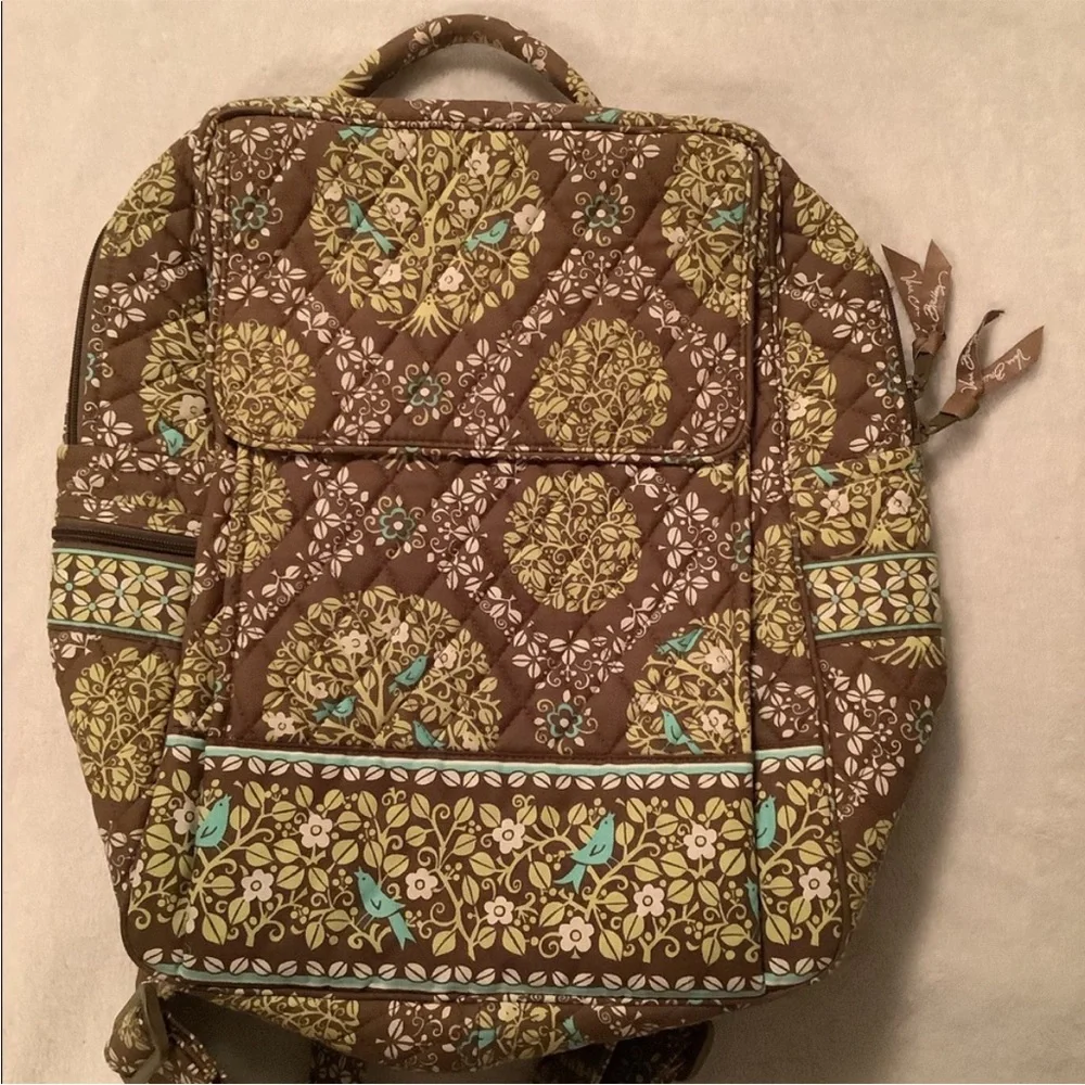 Vera Bradley Brown, Turquoise & Lime Quilted Backpack